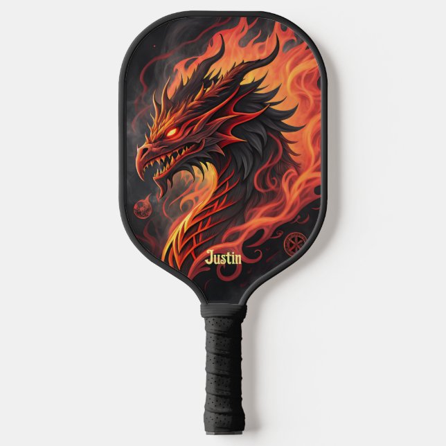Fire Breathing Dragon Personalized  Pickleball Paddle (Front)