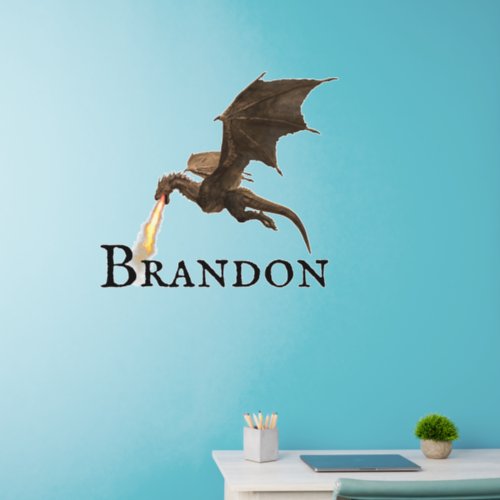 Fire Breathing Dragon Personalized Wyvern Flying Wall Decal