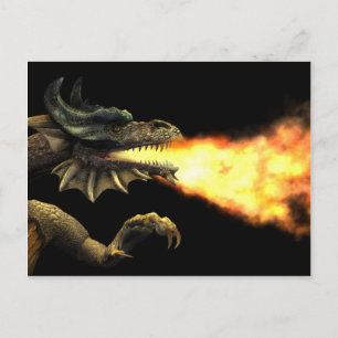 Fire breathing dragon postcard