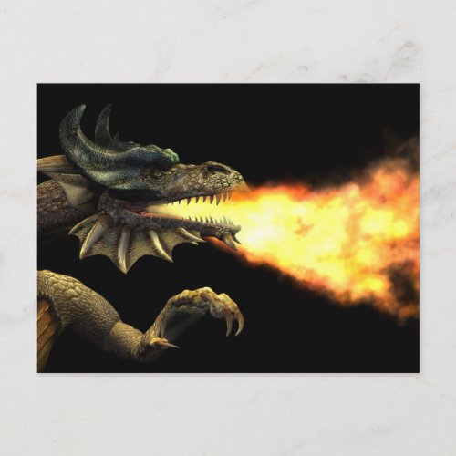 Fire breathing dragon postcard