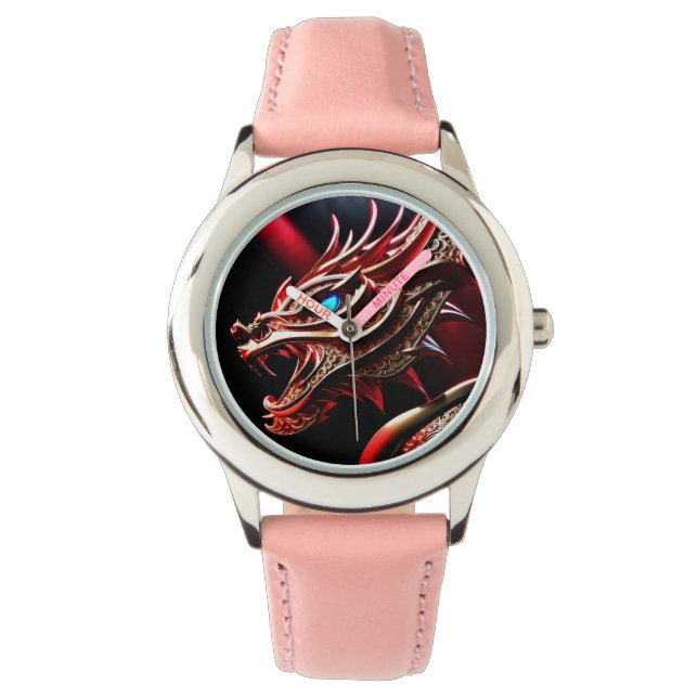 Fire breathing dragon red and gold scales watch (Front)
