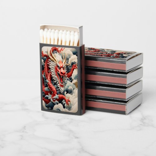 Fire breathing dragon red and white scale matchboxes