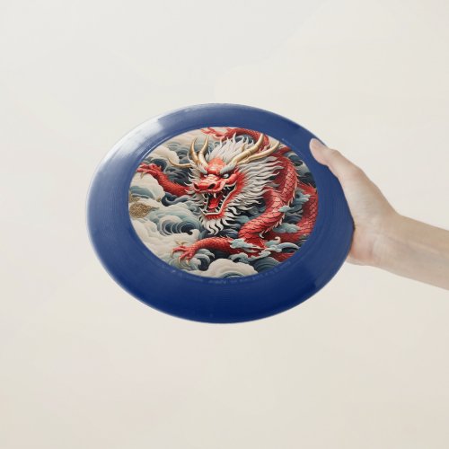 Fire breathing dragon red and white scale Wham_O frisbee