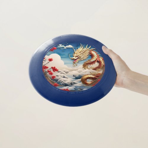 Fire breathing dragon red blue and gold scales Wham_O frisbee