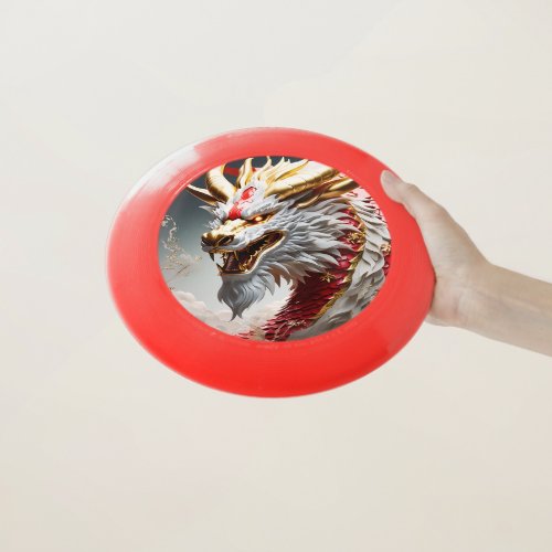 Fire breathing dragon red white and gold scales Wham_O frisbee