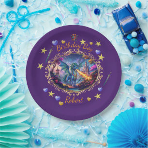 Fire Breathing Dragon Royal Prince Birthday Paper Plates