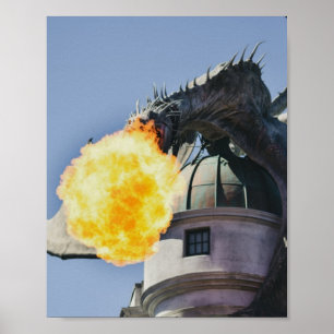 Fire Breathing Dragon Statue Poster
