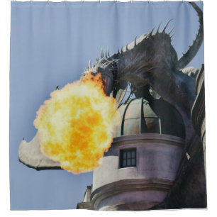 Fire Breathing Dragon Statue Shower Curtain