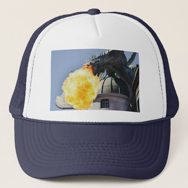 Fire Breathing Dragon Statue Trucker Hat (Front)