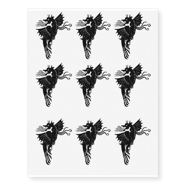 Fire Breathing Dragon | Stylized Design Temporary Tattoos (Front)
