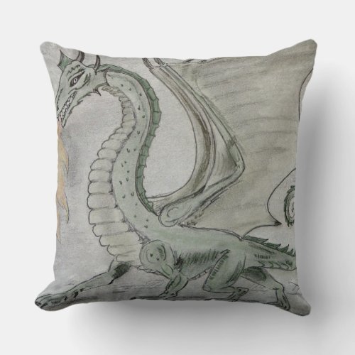 Fire Breathing Dragon Throw Pillow