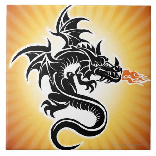 Fire breathing dragon tile
