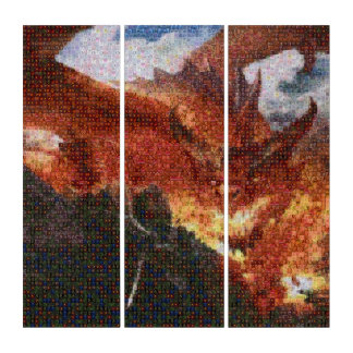 Fire Breathing Dragon Triptych Photo Mosaic