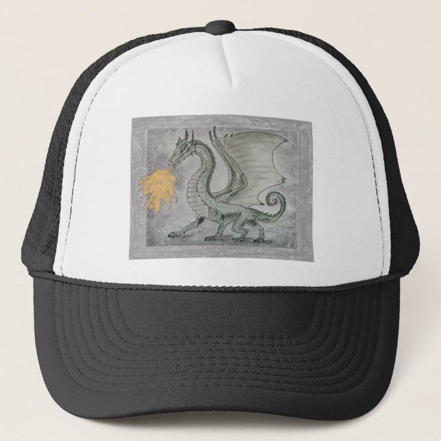 Fire Breathing Dragon Trucker Hat (Front)