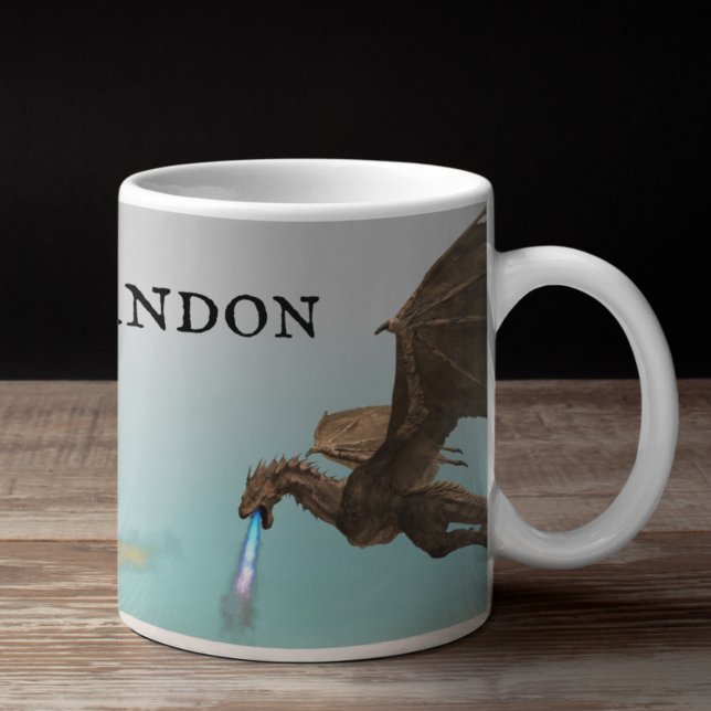 Fire Breathing Dragon Wyvern Personalized Coffee Mug (Creator Uploaded)