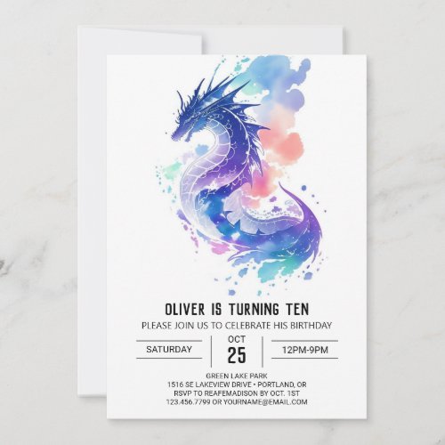 Fire_Breathing Dragons Enchanted Birthday Invitation