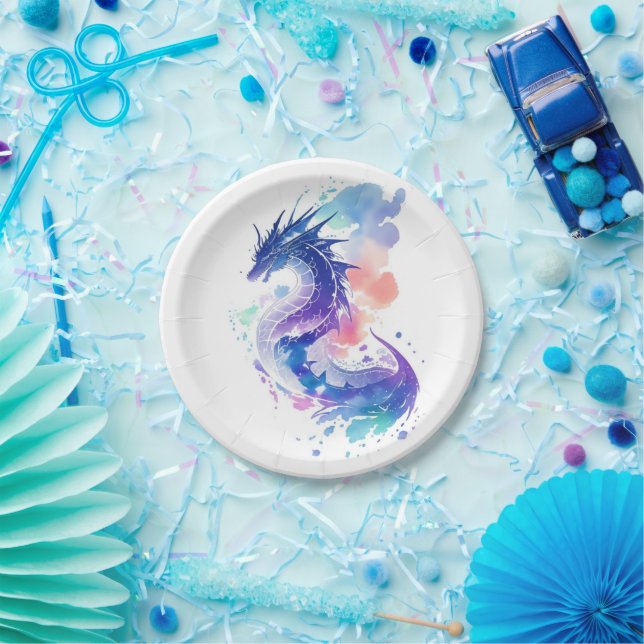 Fire-Breathing Dragon's Enchanted Birthday Paper Plates (Party)