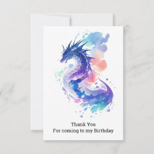 Fire-Breathing Dragon's Enchanted Birthday Thank You Card