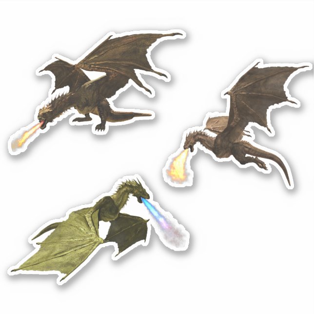 Fire Breathing Dragons Wyvern Sticker (Front)