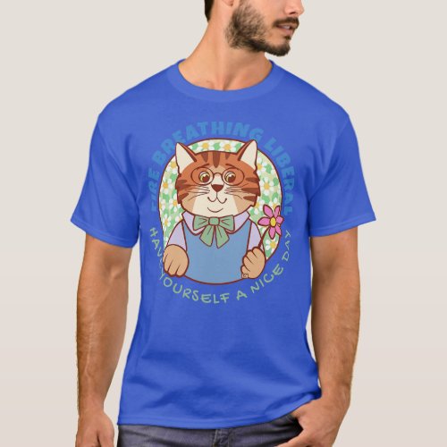 Fire Breathing Liberal Cat with Flower T_Shirt