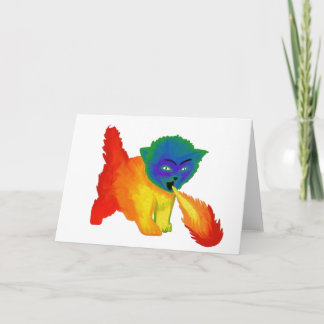 Fire Breathing Rainbow Kitten Greeting Card
