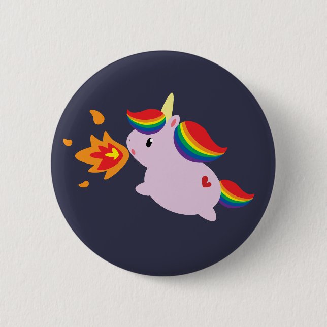Fire-Breathing Unicorn Pinback Button (Front)