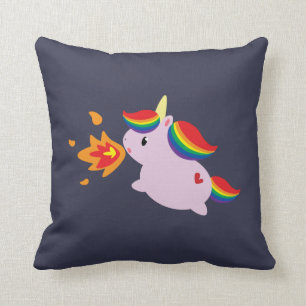 Fire-Breathing Unicorn Throw Pillow