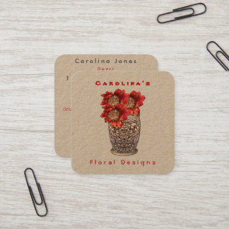 Fire Brick Flora Vase Square Business Card