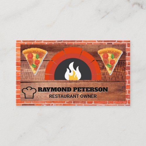 Fire Brick Oven  Wood  Pizza Slices Business Card