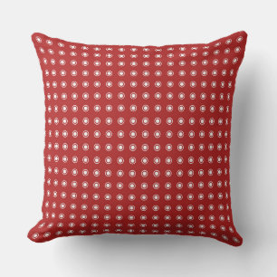 Fire Brick Red and white dots Throw Pillow