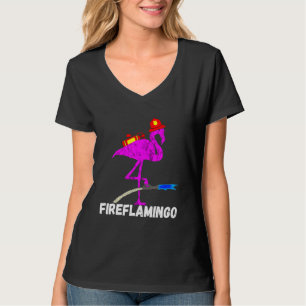 Fire Brigade Flamingo Fireman Exotic Bird T-Shirt