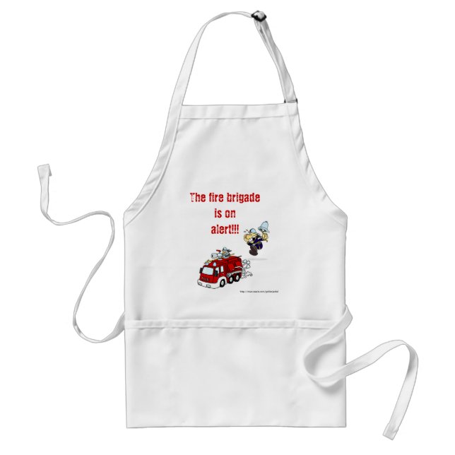 Fire brigade on alert. funny humor bbq cooking adult apron (Front)
