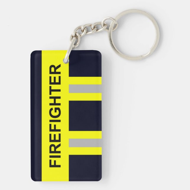 fire brigade symbol uniform blue key keychain (Back)