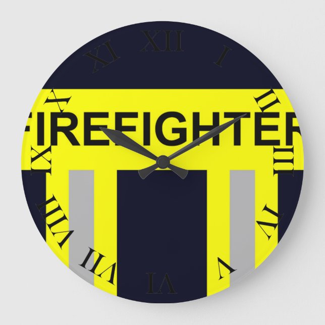 fire brigade symbol uniform blue large clock (Front)