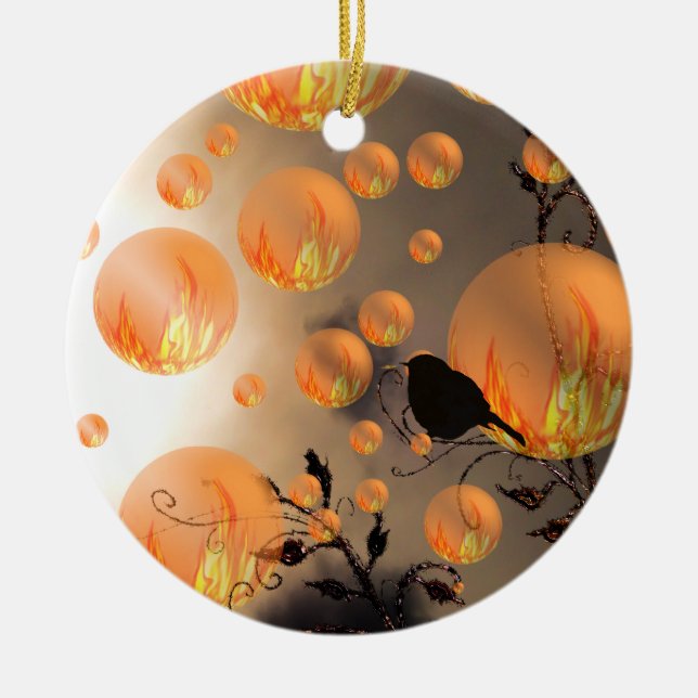 Fire Bubbles Ceramic Ornament (Front)