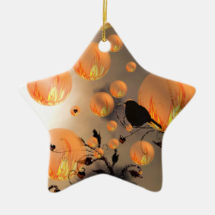 Fire Bubbles Star Ceramic Ornament