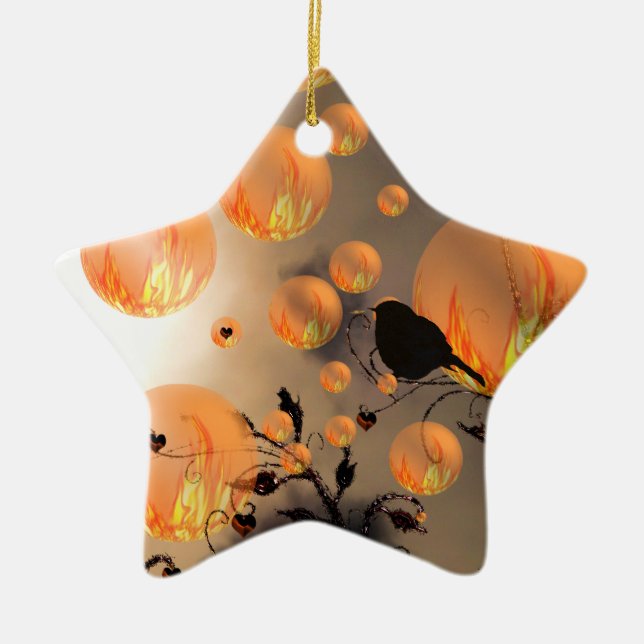 Fire Bubbles Star Ceramic Ornament (Front)