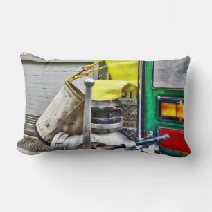 Fire Bucket and Yellow Fire Hose Lumbar Pillow