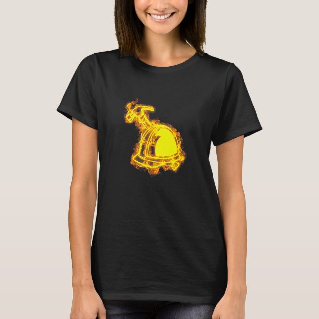 Fire Builder Helmet And Hammer Flames Construction T-Shirt (Front)