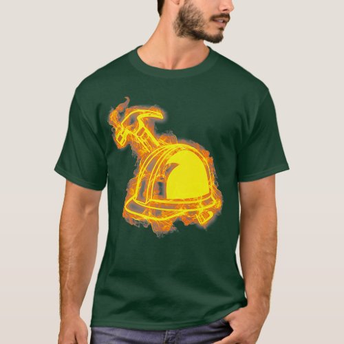 Fire Builder Helmet And Hammer Flames Worker T_Shirt