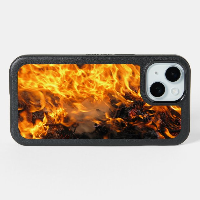 Fire Burning Photo iPhone 15 Case (Back Horizontal)