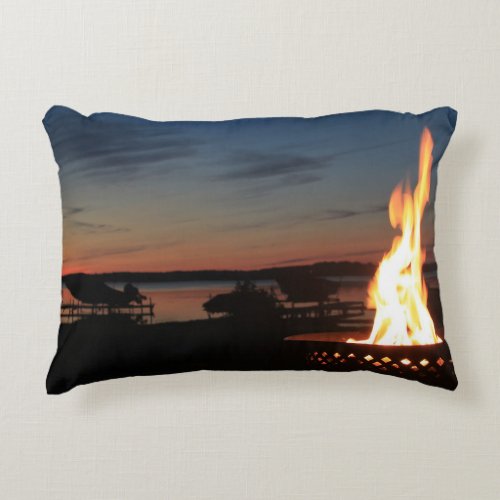 Fire by the lake accent pillow