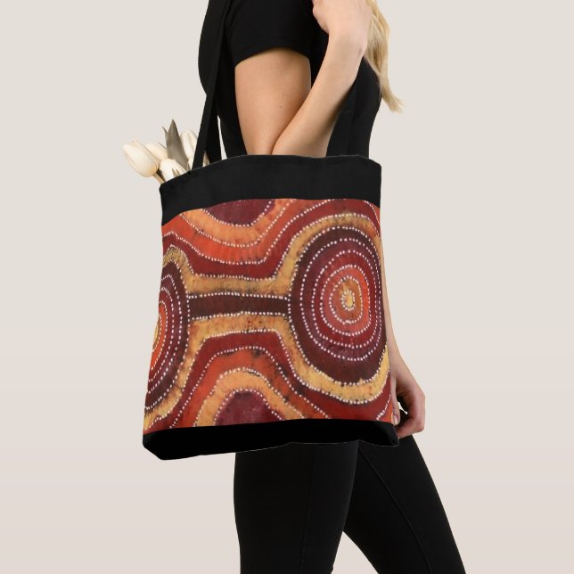 Fire Camp Aboriginal Art Tote Bag (Close Up)