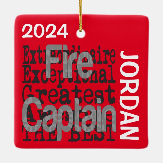 Fire Captain Extraordinaire CUSTOM Ceramic Ornament (Back)