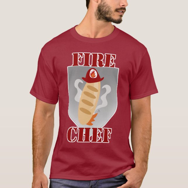 Fire Chef Funny Cooking Time Design T-Shirt (Front)