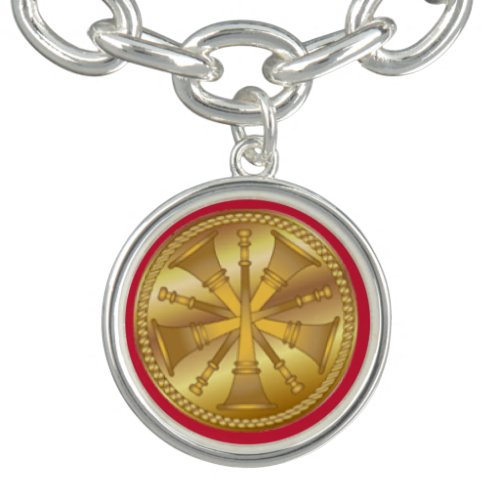 Fire Chief 5 Bugle Medallion Charm Bracelet