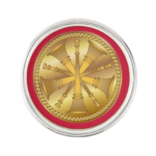 Fire Chief 5 Bugle Medallion Lapel Pin (Front)