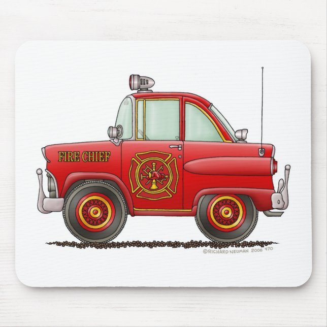 Fire Chief Car Firefighter Fireman Mouse Pad (Front)