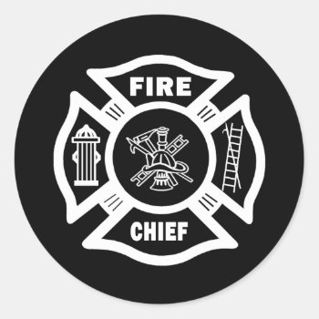 Fire Chief Classic Round Sticker by bonfirefirefighters at Zazzle