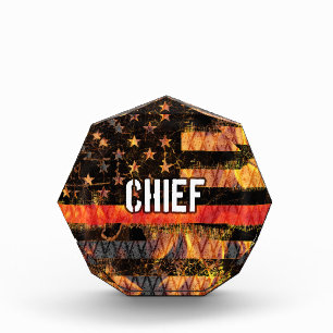 Fire Chief Firefighter Flag Acrylic Award